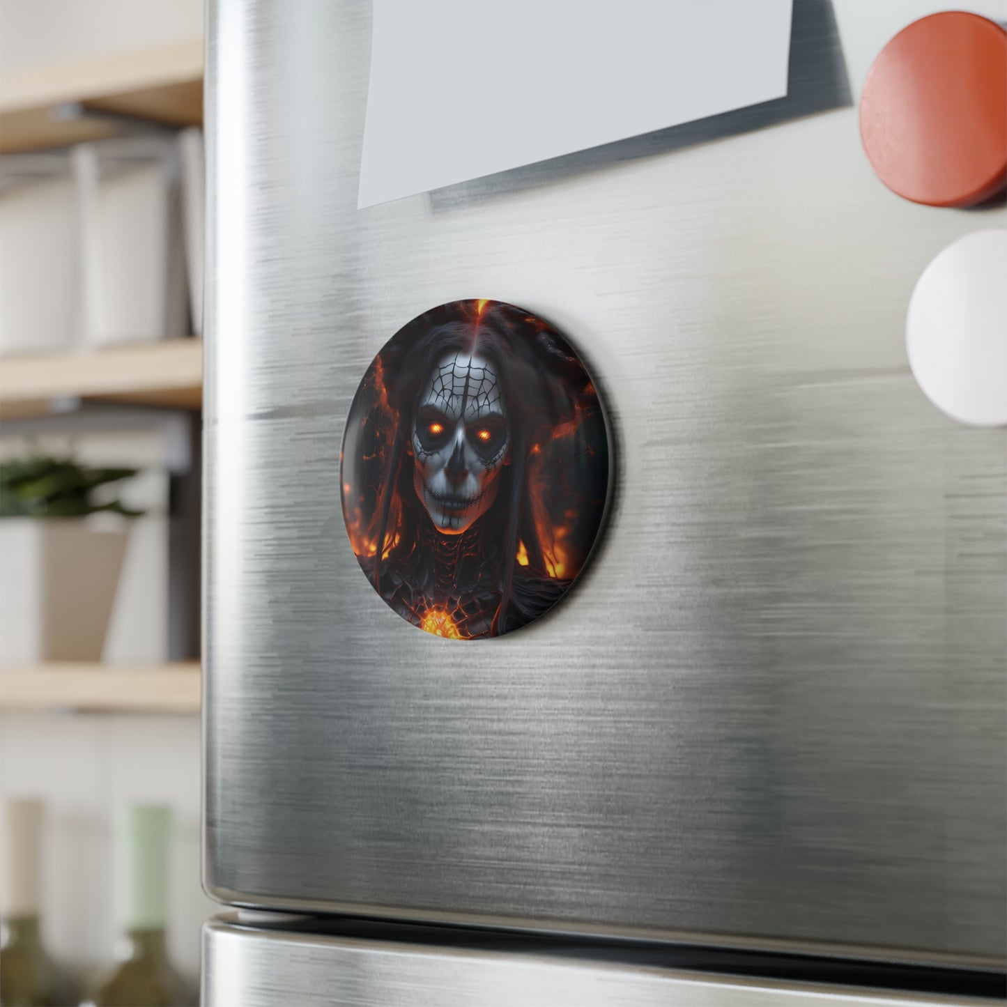Gothic Skull Button Magnet, Round Magnet, Unique Gift for Halloween Magnet