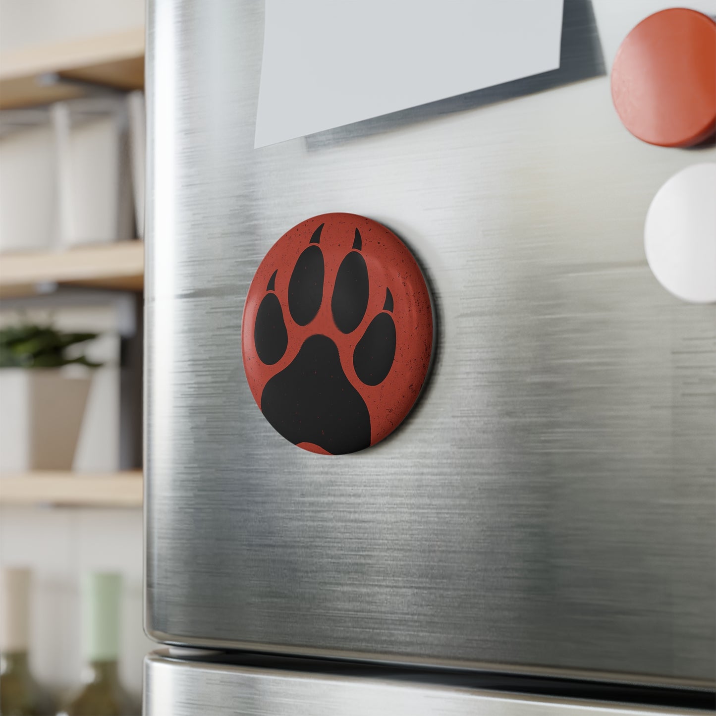 Wolf Paw Button Magnet, Round (1 & 10 pcs)