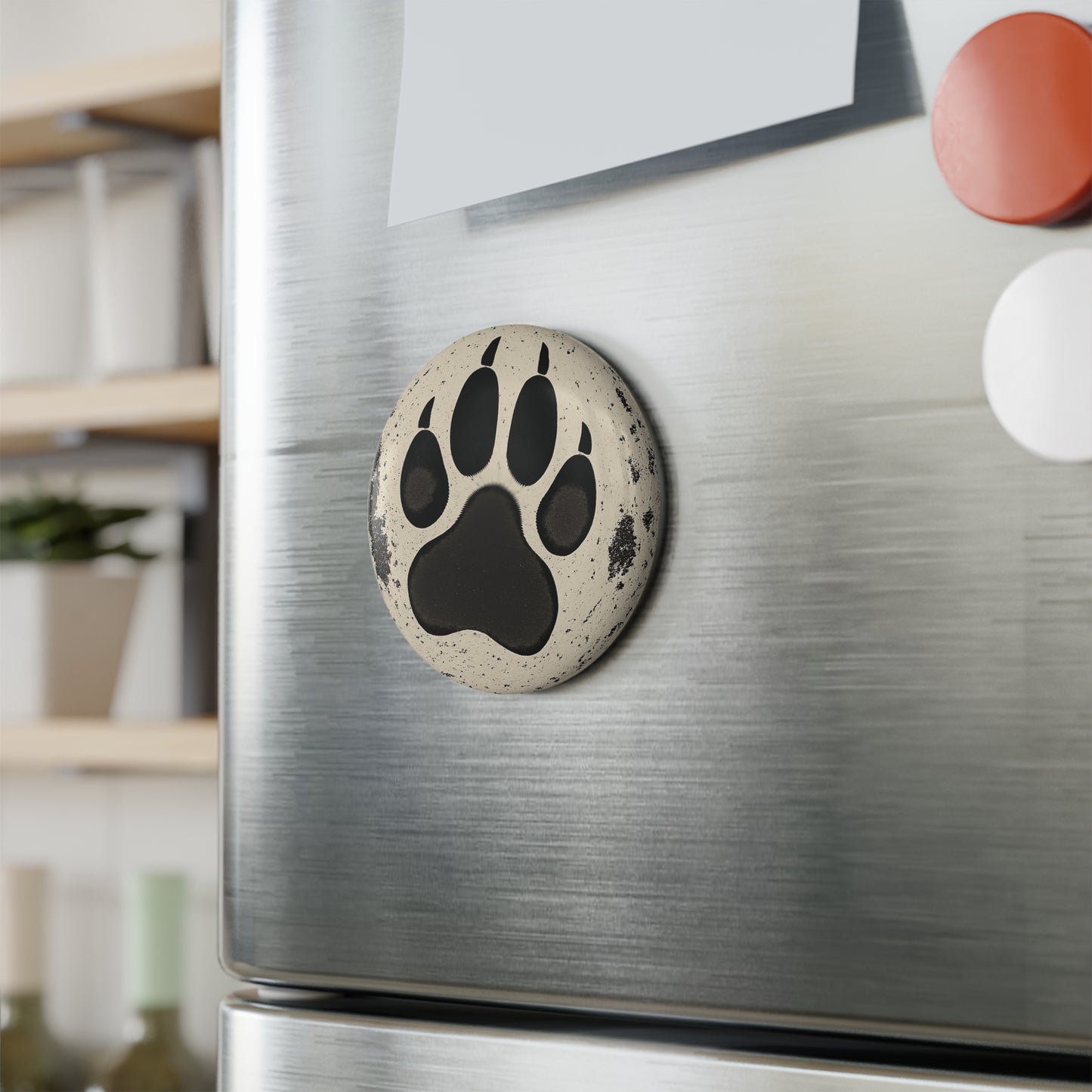 Paw Print Button Magnet, Animal Lover Gift, Kitchen Decor, Pet Owner Magnet, Handmade Home Decor, Gift for Pet Lovers