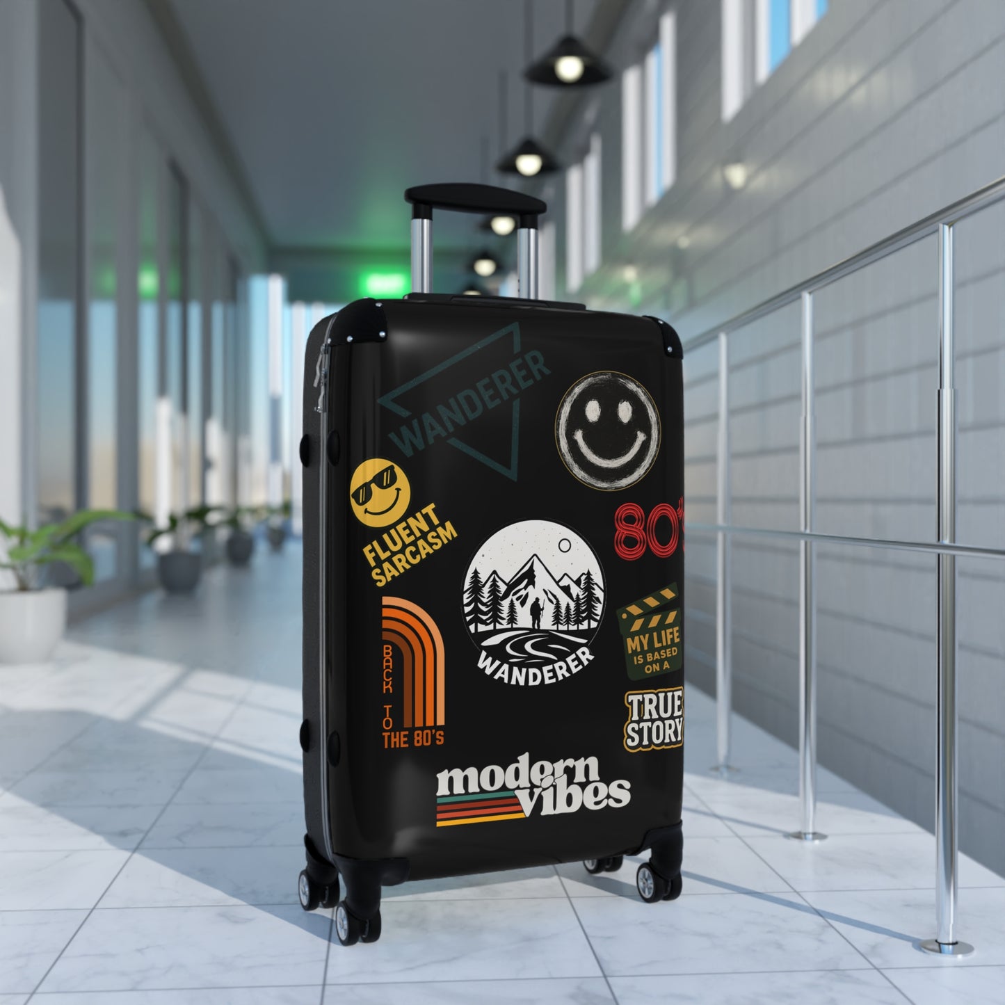 Wanderlust Suitcase with Vintage Travel Stickers