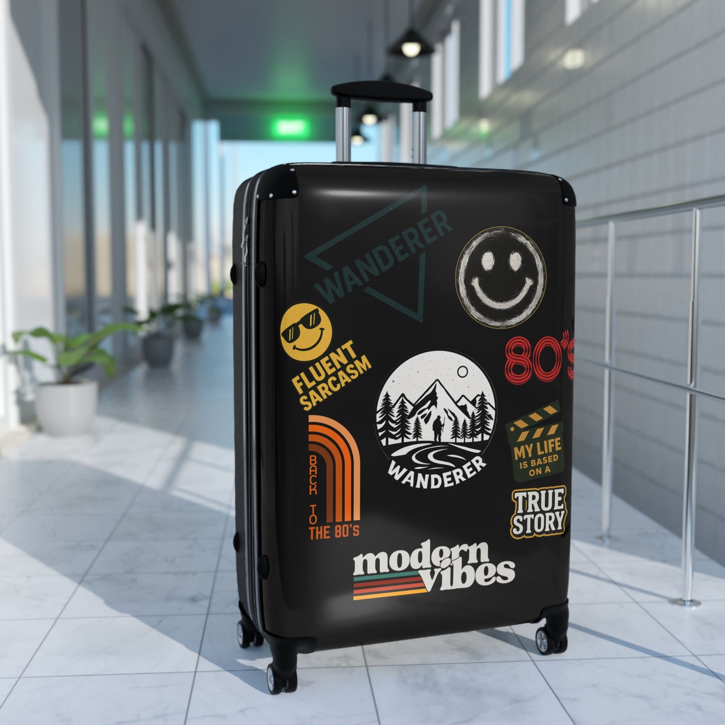 Wanderlust Suitcase with Vintage Travel Stickers