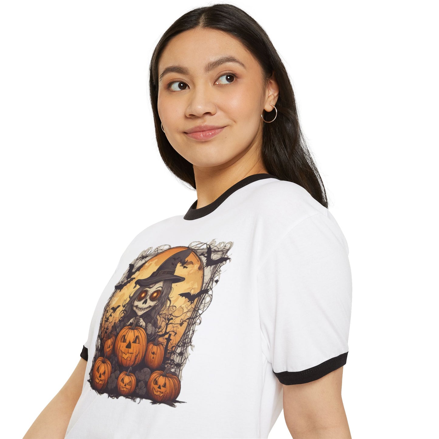 Halloween Ringer T-Shirt, Spooky Cotton Unisex Tee