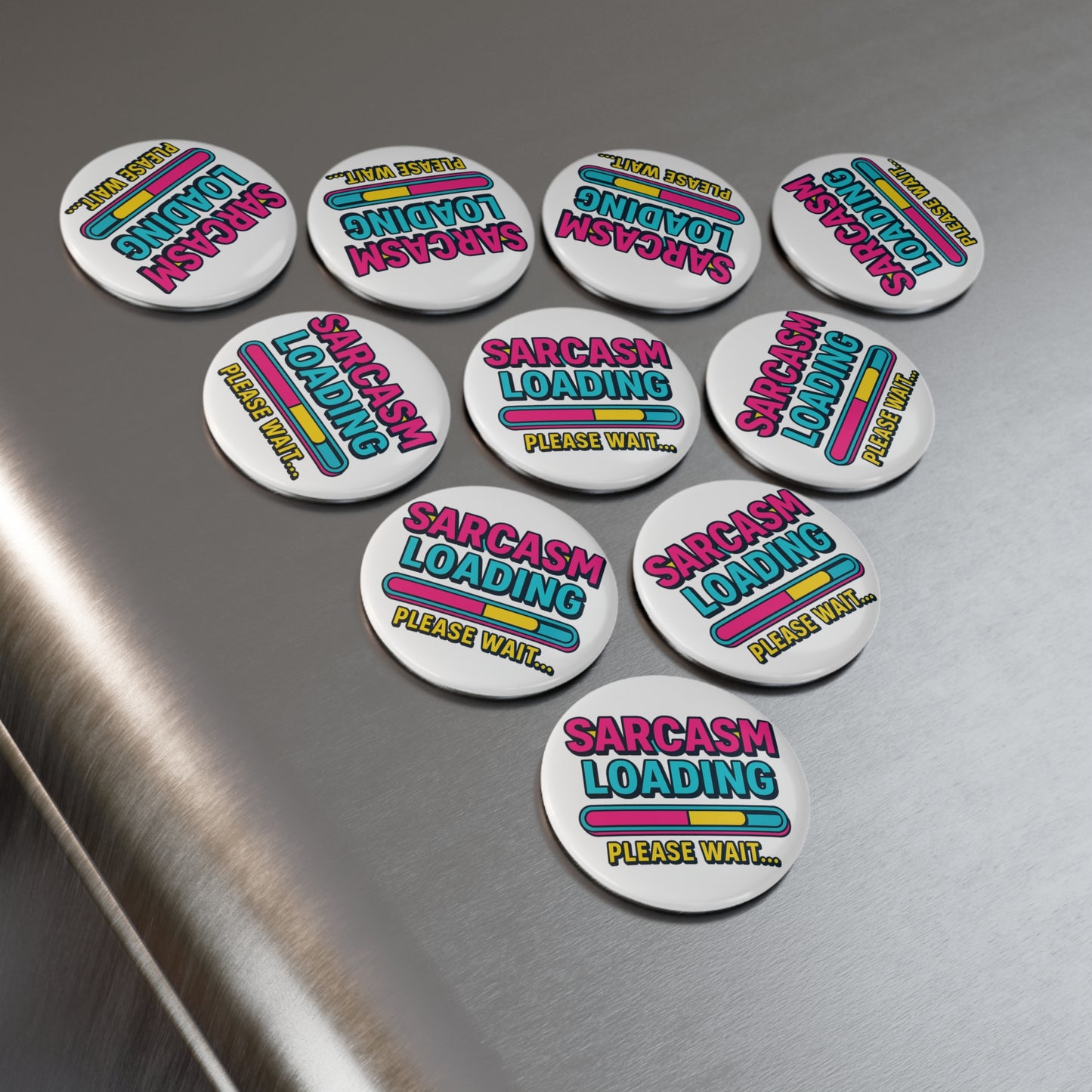 Sarcastic Button Magnet, Funny Humor Gifts, Sarcasm Loading Magnet, Unique Fridge Decor, Quirky Housewarming