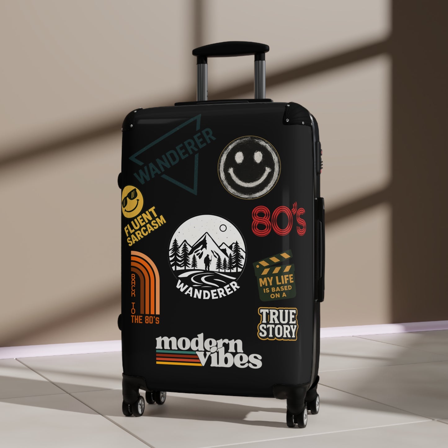 Wanderlust Suitcase with Vintage Travel Stickers