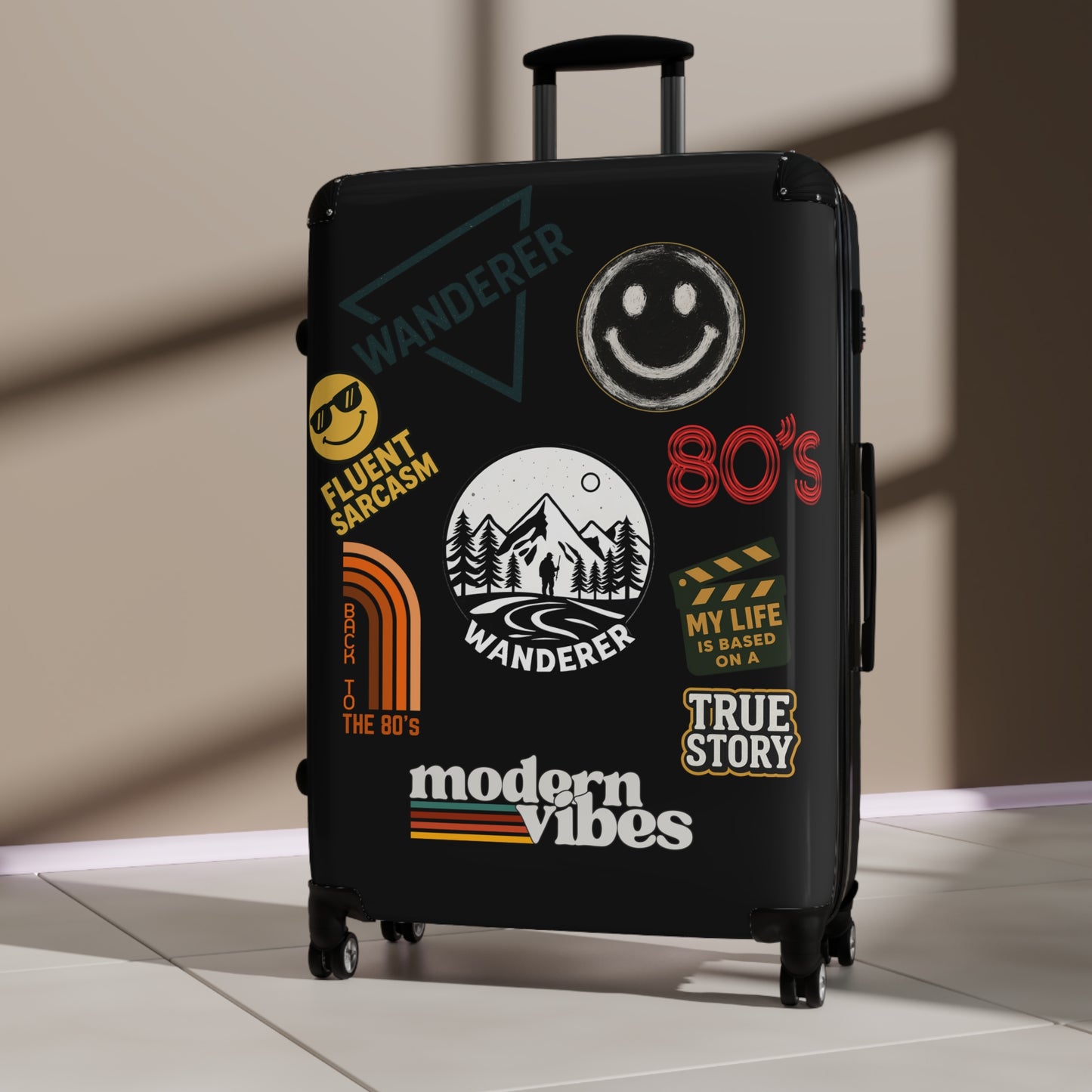 Wanderlust Suitcase with Vintage Travel Stickers