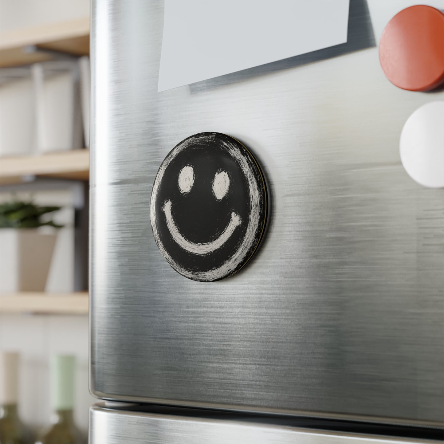 Smiley Face Button Magnet - Fun Fridge Decor, Cute Gift