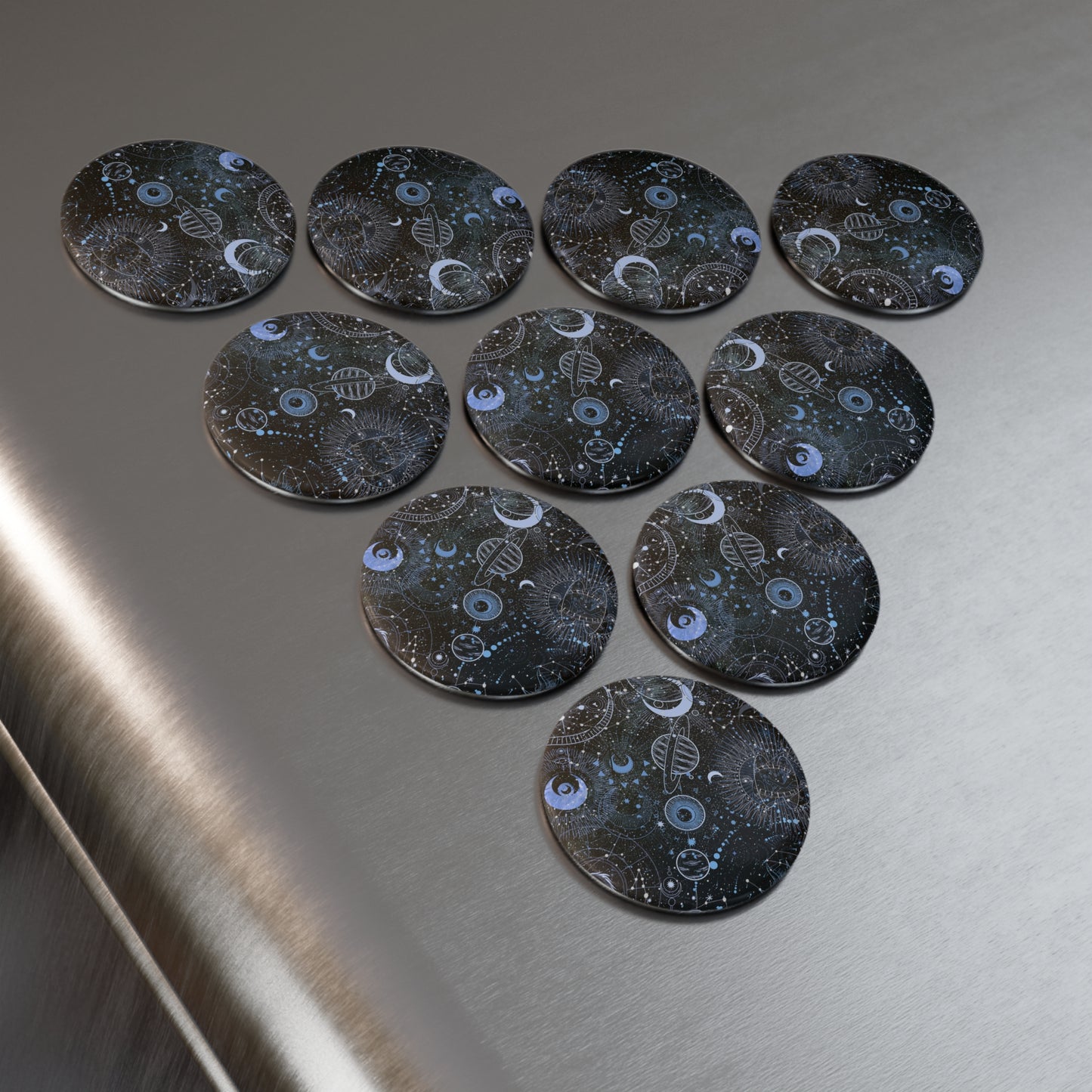 Celestial Universe Button Magnet Set - Space Decor, Galaxy Art Magnet