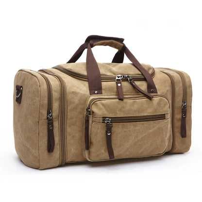 Large Capacity Canvas Travel Bag - Durable Weekend Carry-On Luggage Handbag