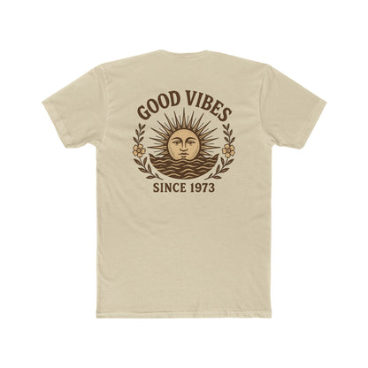 Good Vibes Unisex Cotton Crew Tee | Casual Wear, Nature Lovers, Retro Design