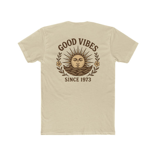 Good Vibes Unisex Cotton Crew Tee | Casual Wear, Nature Lovers, Retro Design