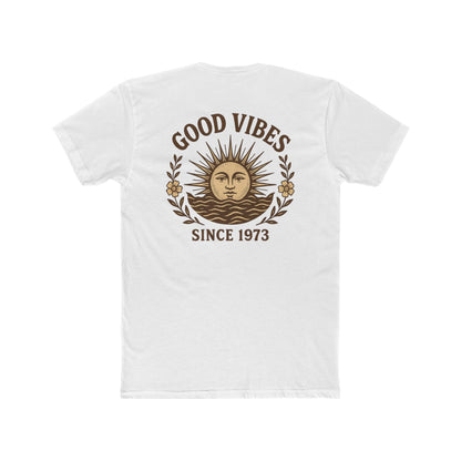 Good Vibes Unisex Cotton Crew Tee | Casual Wear, Nature Lovers, Retro Design