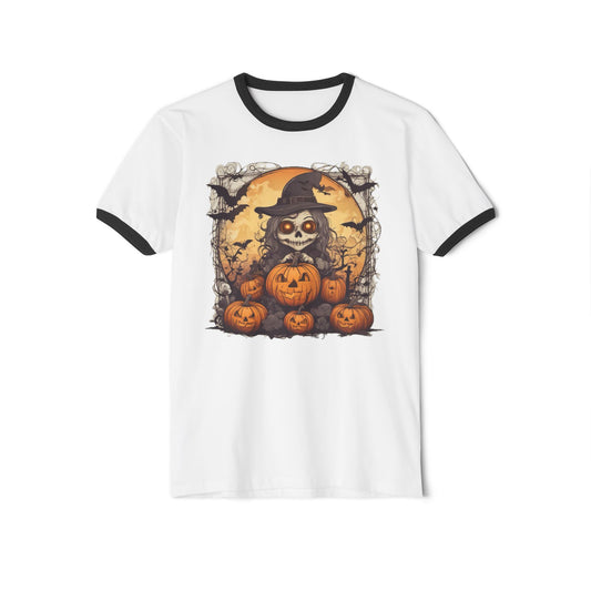 Halloween Ringer T-Shirt, Spooky Cotton Unisex Tee