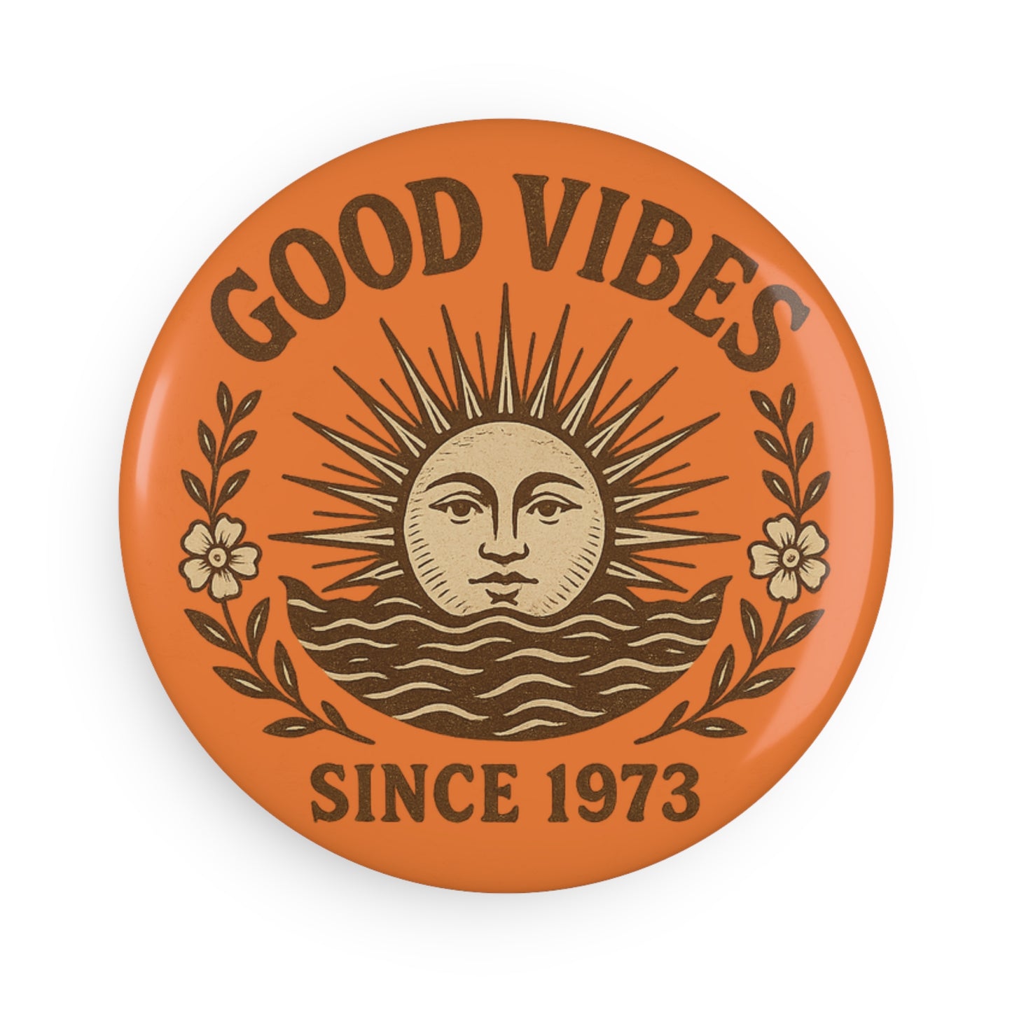 Good Vibes Round Button Magnet | Retro Design, Gift for Friends