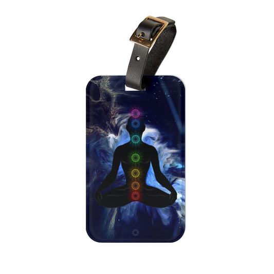 Chakra Meditation Luggage Tag | Spiritual Travel Accessory, Yoga Gift, Chakra Decor, Mindfulness, Travel Essentials