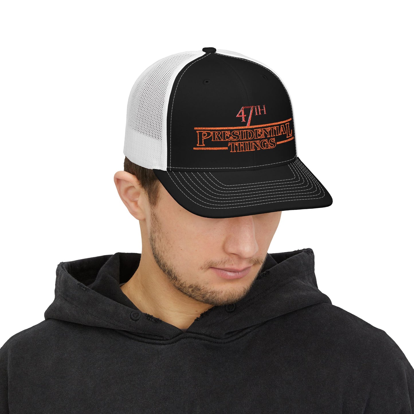 47th Embroidered Trucker Cap — Snapback Mesh Hat