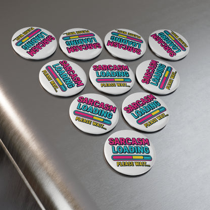 Sarcastic Button Magnet, Funny Humor Gifts, Sarcasm Loading Magnet, Unique Fridge Decor, Quirky Housewarming
