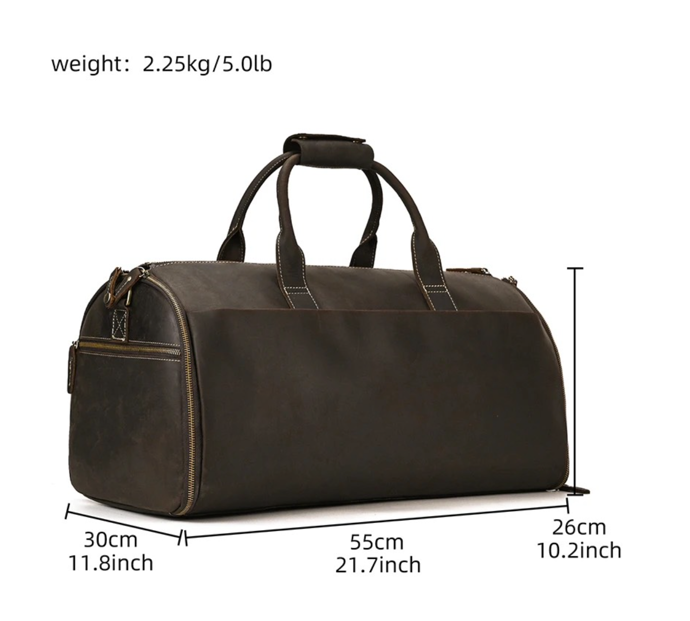 Luxurious Genuine Leather Suit Travel Bag with Shoe Pocket