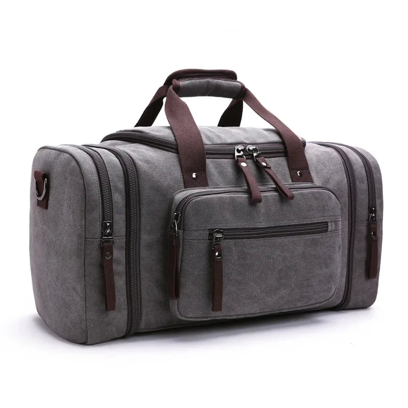 Large Capacity Canvas Travel Bag - Durable Weekend Carry-On Luggage Handbag