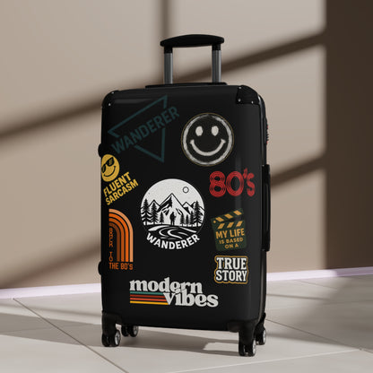 Wanderlust Suitcase with Vintage Travel Stickers
