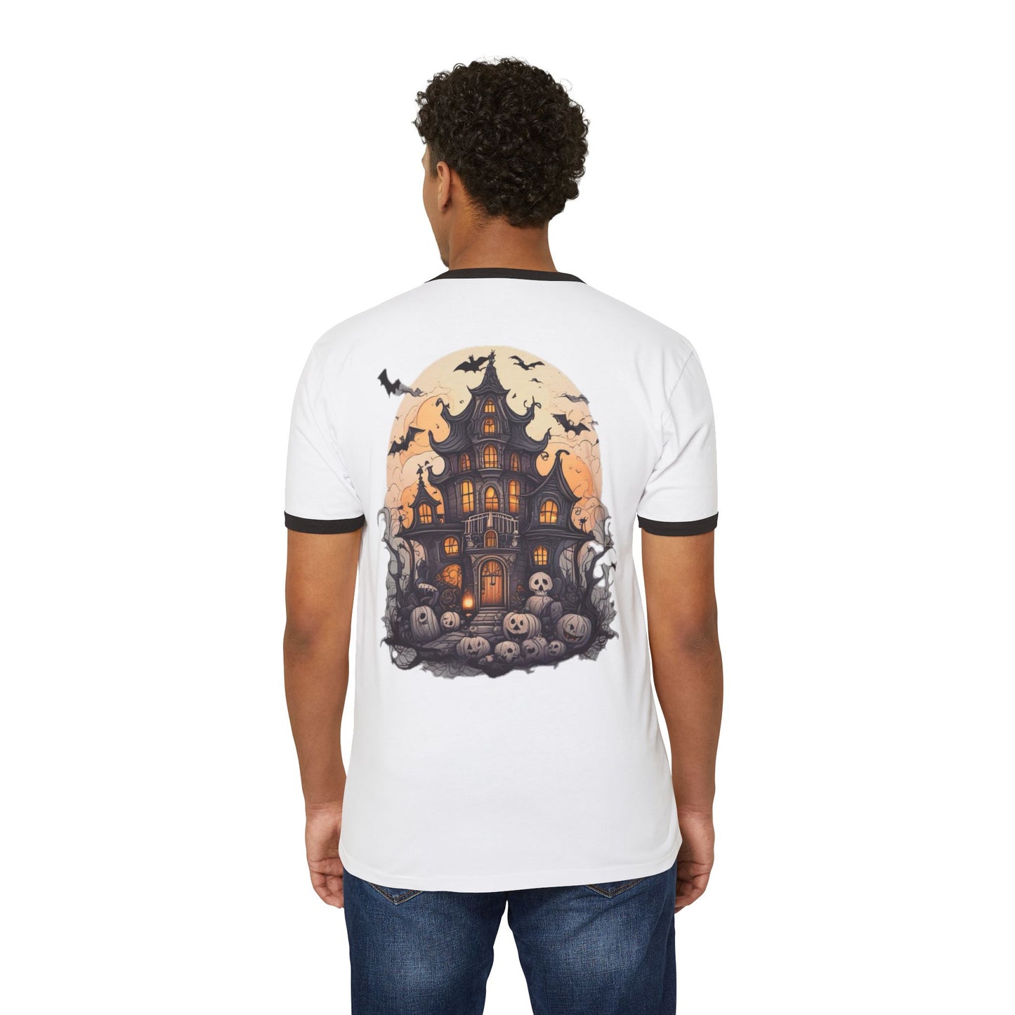 Halloween Ringer T-Shirt, Spooky Cotton Unisex Tee