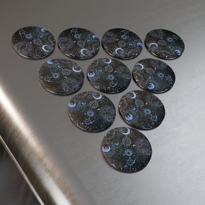 Celestial Universe Button Magnet Set - Space Decor, Galaxy Art Magnet