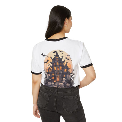 Halloween Ringer T-Shirt, Spooky Cotton Unisex Tee
