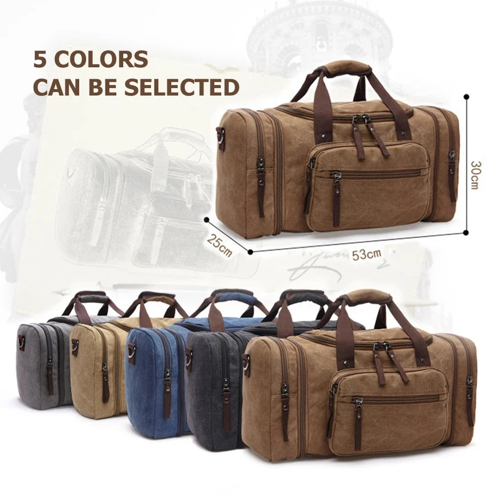 Large Capacity Canvas Travel Bag - Durable Weekend Carry-On Luggage Handbag